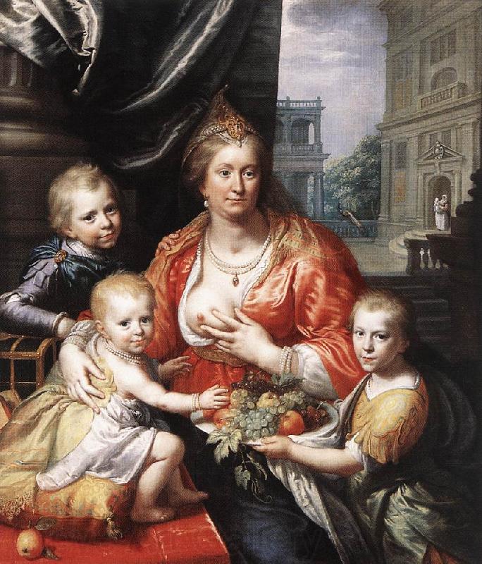 MOREELSE, Paulus Sophia Hedwig, Countess of Nassau Dietz, with her Three Sons sg Norge oil painting art